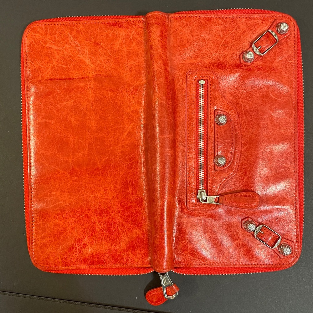 Balenciaga Red Leather Continental Zip Around Wallet - EUC - Picture 10 of 10